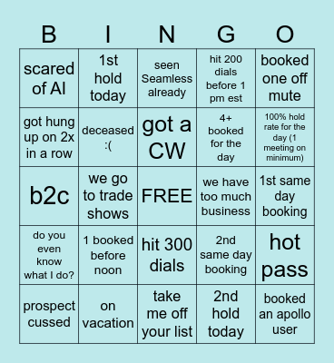 Can only mark one box at a time, no double hitting Bingo Card