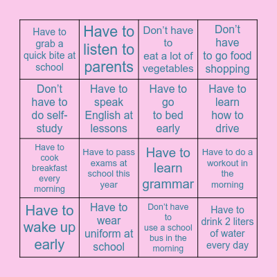 Lesson 5 Bingo Card