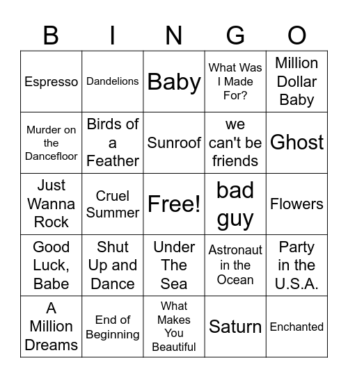 Music Bingo! Bingo Card