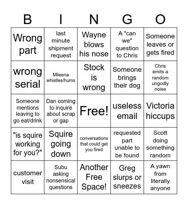 Spencer Tech Bingo Card