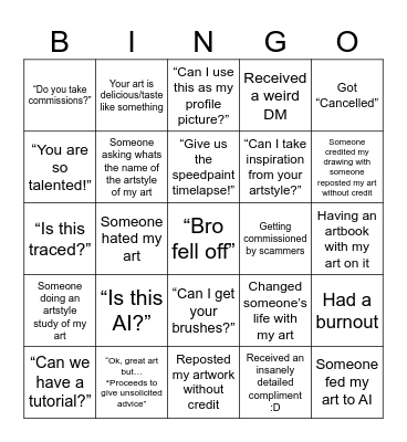 Art Journey Bingo Card Bingo Card