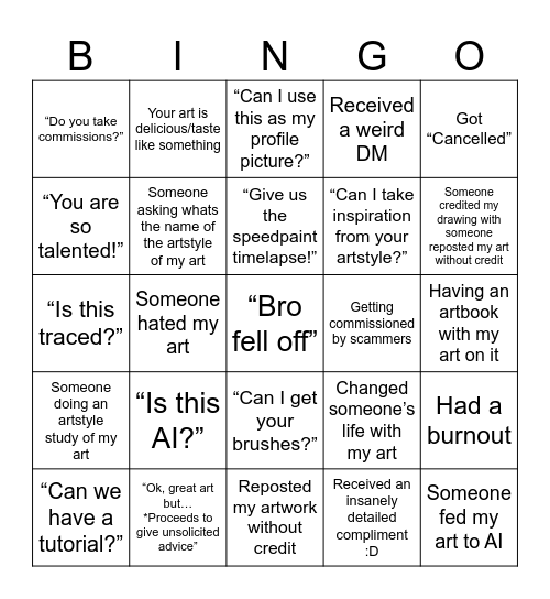 Art Journey Bingo Card Bingo Card