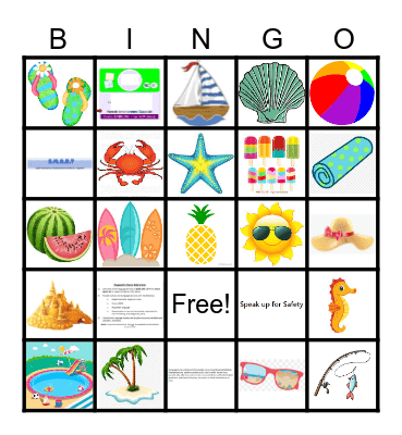 Summer Time Bingo Card