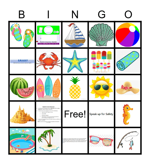 Summer Time Bingo Card