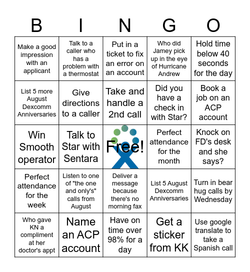 Operator Bingo Card