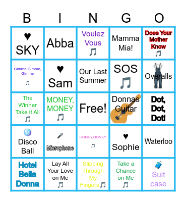 Mamma Mia! Bingo Card