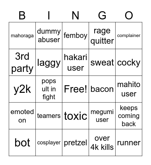 jjs bingo Card