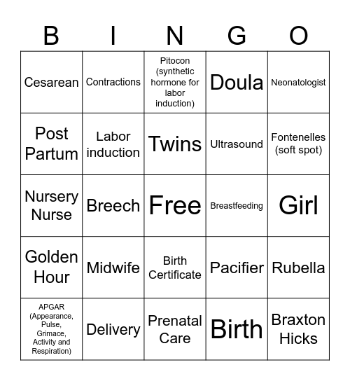 Nursing School Bingo Card