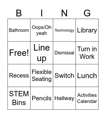 Skinner Bingo Card