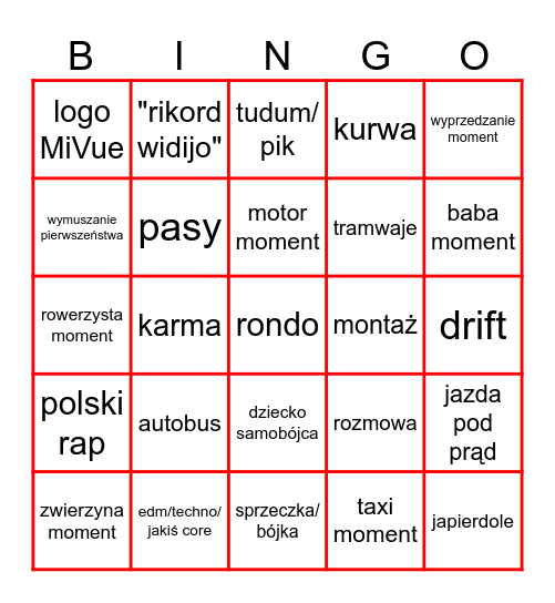 STOP CHAM BINGO Card