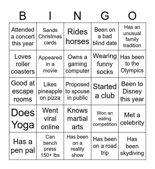 Ice Breaker Bingo Card