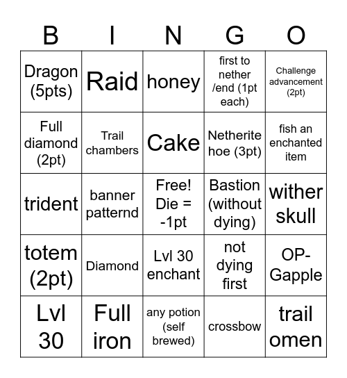 Carft Bingo Card