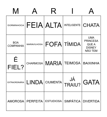 MARIA Bingo Card