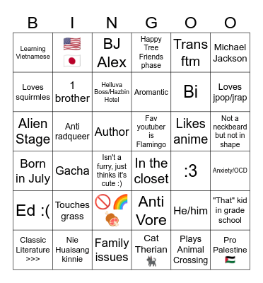 Aslan Bingo :3 Bingo Card