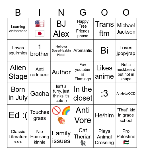 Aslan Bingo :3 Bingo Card