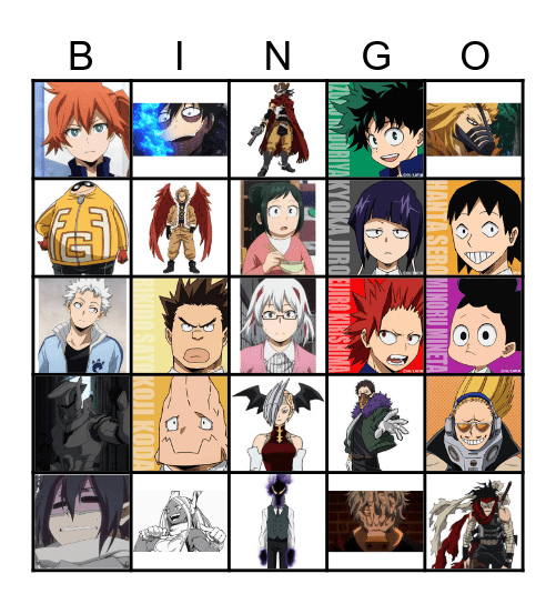 My Hero Academia Bingo Card