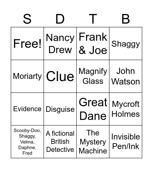 Spies and Detectives Trivia Bingo Card