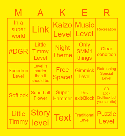 SMM2 Bingo! Bingo Card