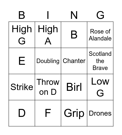 Dudel Bingo Card