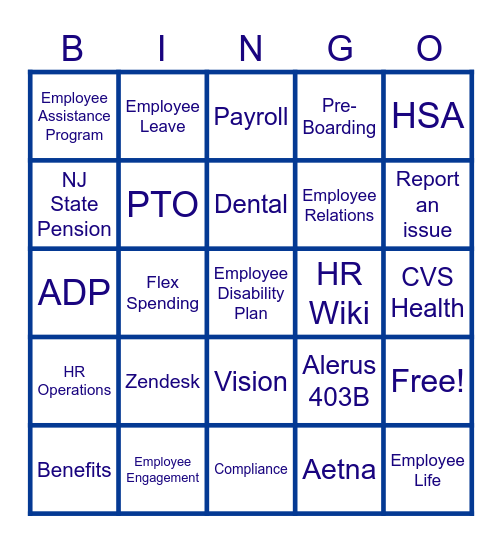 KIPP Team and Family Human Resources Bingo Card