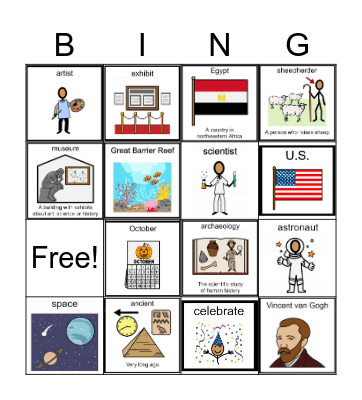 Vocabulary Bingo Card