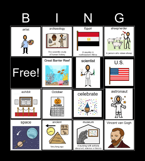 Vocabulary Bingo Card