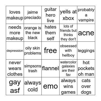 votefortate2k16's bingo Card