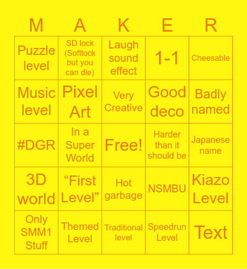 SMM2 Bingo! Bingo Card