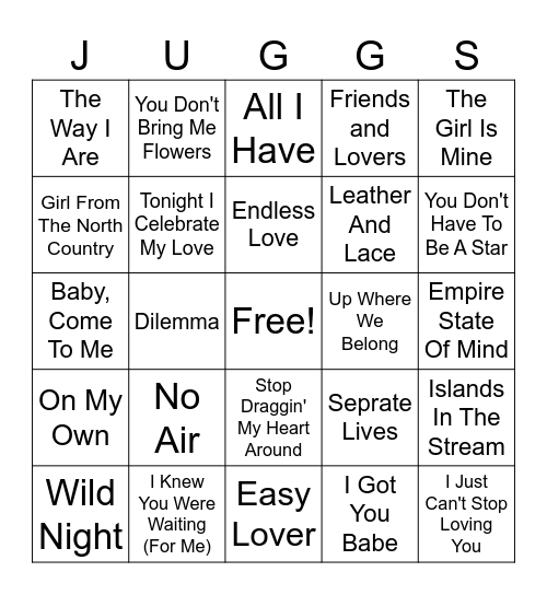 DUETS BINGO Card