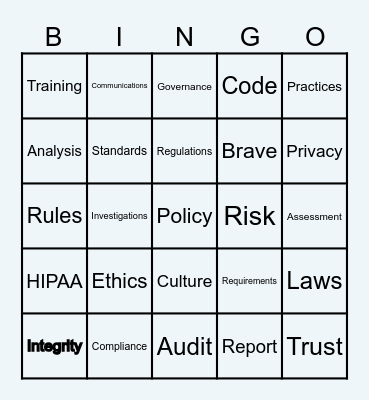 Ethics & Compliance Week Bingo Card