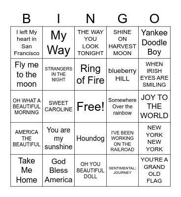 Karaoke Bingo Card