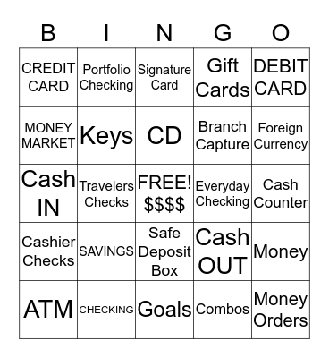 Bankers Bingo Card