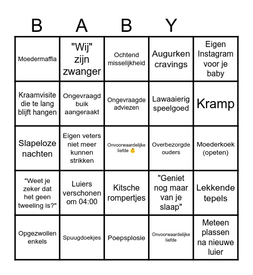 Baby (bullshit) bingo Card