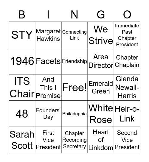 LINKS Bingo Card