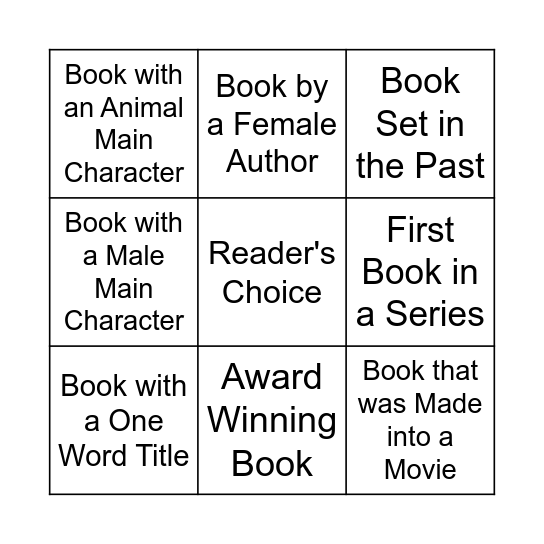 READING BINGO Card