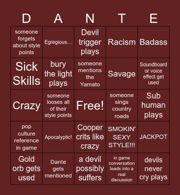 DPS bingo Card