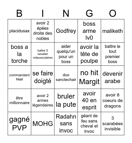 BINGOOOOO elden ring Bingo Card