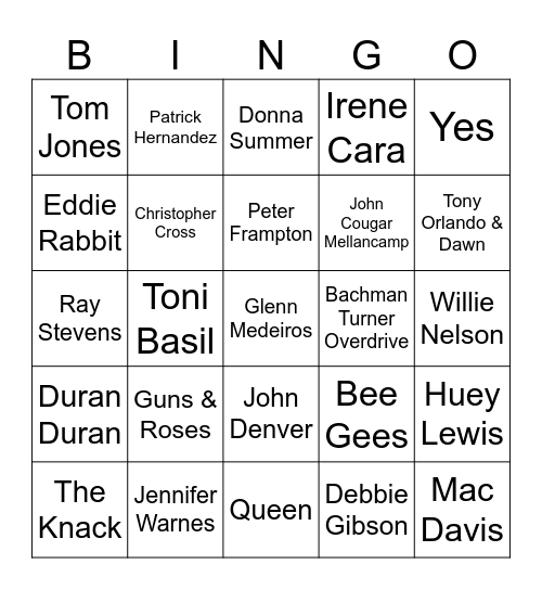 70s & *80s new 2026 Bingo Card
