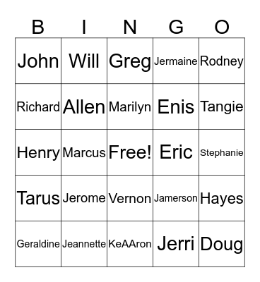 Hayes Allen Jamerson Family Reunion 2016 Bingo Card