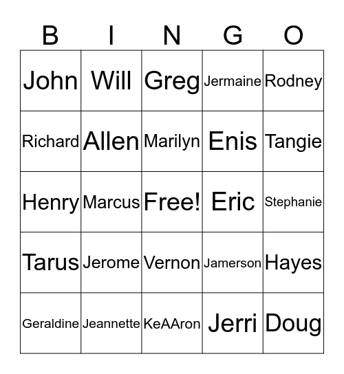 Hayes Allen Jamerson Family Reunion 2016 Bingo Card