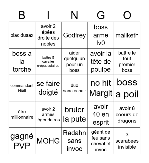 BINGOOOOO elden ring Bingo Card