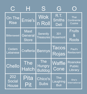 DOWNTOWN CHS-GO Bingo Card
