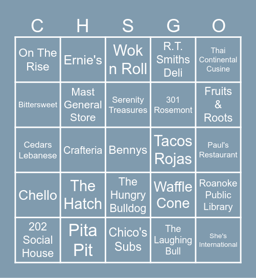 DOWNTOWN CHS-GO Bingo Card