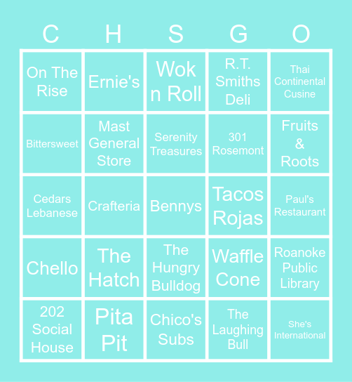 DOWNTOWN CHS-GO Bingo Card