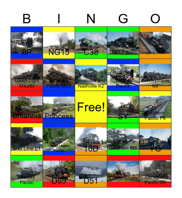 2-8-2's and 4-6-2's Past, Present and Preservation Bingo Card