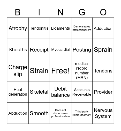 MA 50 Week 4 Theory Exam BINGO Card