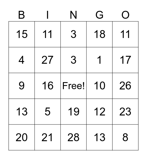 Curt's Olympic Bingo Card