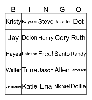 Hayes Allen Jamerson Family Reunion 2016 Bingo Card
