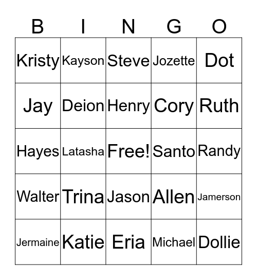Hayes Allen Jamerson Family Reunion 2016 Bingo Card