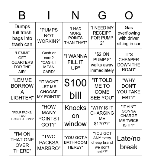 FUEL BINGO Card